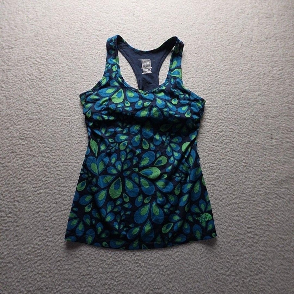 The North Face Tank Top Womens Large Blue Paisley Racerback Built In Bra